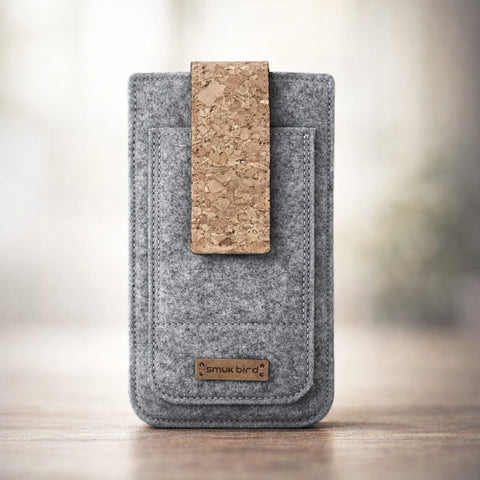Coque de téléphone sur mesure | avec fermeture magnétique et compartiment supplémentaire | gris clair - formes | Modèle HAKA