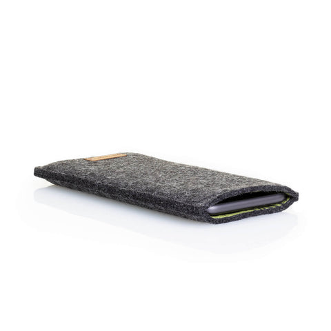 Étui pour Fairphone 6 | en feutre et coton bio | anthracite - rayures | modèle "LET"