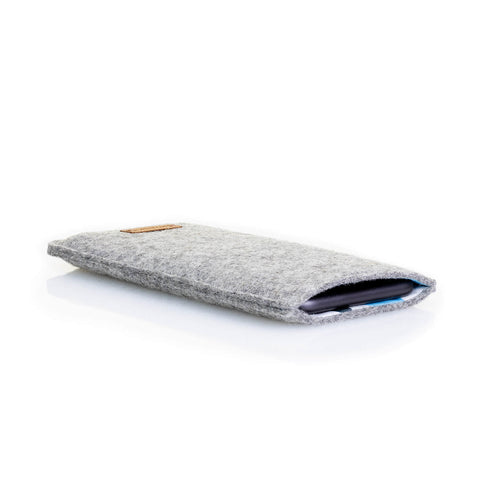 Étui pour Fairphone 6 | en feutre et coton bio | gris clair - shapes | Modèle "LET"