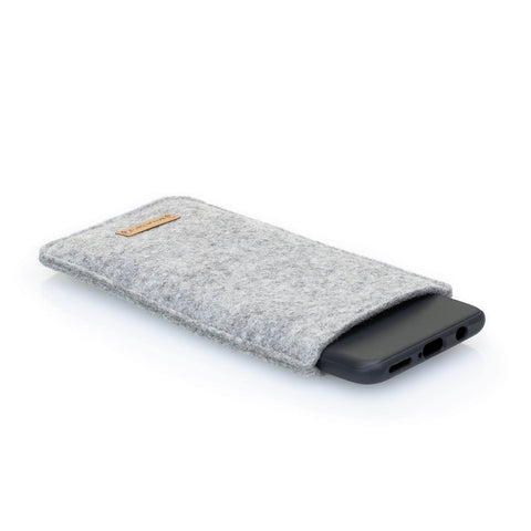 Étui pour Fairphone 6 | en feutre et coton bio | gris clair - bloom | Modèle "LET"