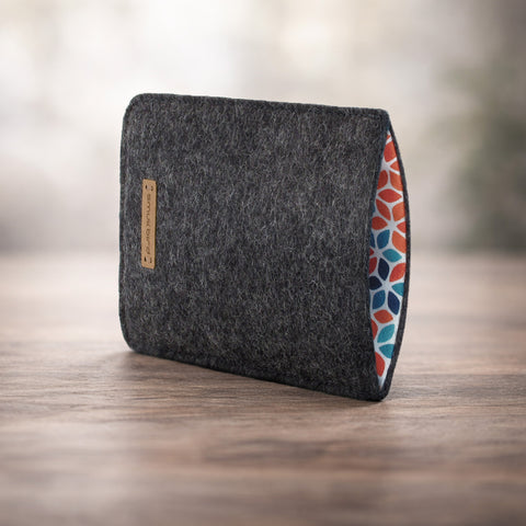 Coque de téléphone sur mesure | en feutre et coton biologique | anthracite - Coloré | Modèle "LAISSER"