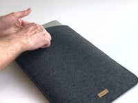 Housse ordinateur portable sur mesure | en feutre et coton biologique | anthracite - Coloré | Modèle "LAISSER"