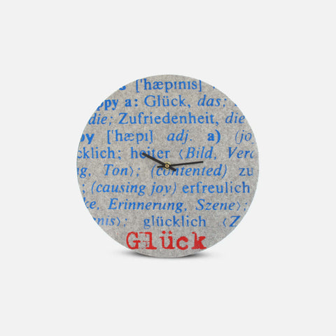 Horloge en feutre et liège 30 cm | Design "Glück" par Anja Streese