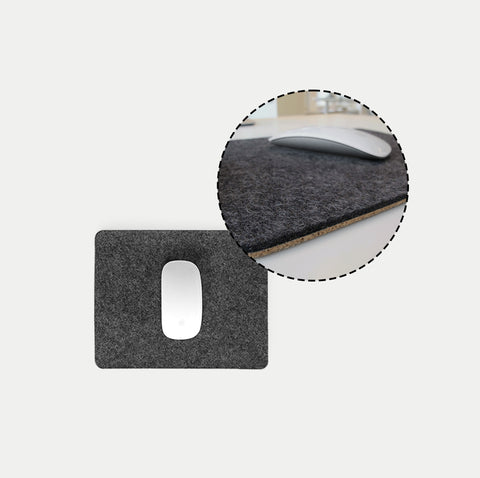 Tapis de souris en feutre et liège | 20x25cm | anthracite