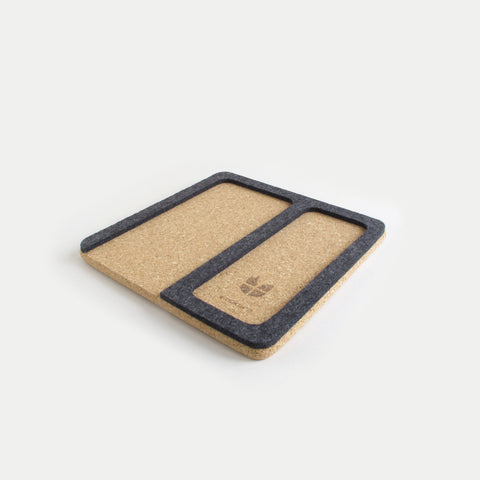 Organisateur pour téléphones portables, lunettes, bloc-notes, montres, etc. | en feutre et liège | anthracite