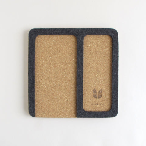 Organisateur pour téléphones portables, lunettes, bloc-notes, montres, etc. | en feutre et liège | anthracite