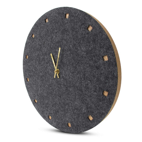 Horloge murale en feutre et liège 30 cm | anthracite - or | Conception : Esbjerg