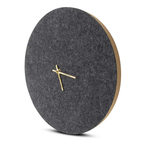 Horloge murale en feutre et liège 30 cm | anthracite - or | Conception : Aalborg