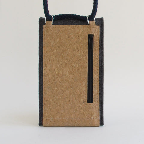 Sac bandoulière pour Samsung Galaxy S25 Ultra | en feutre et coton bio | anthracite - bloom | modèle KEDJA