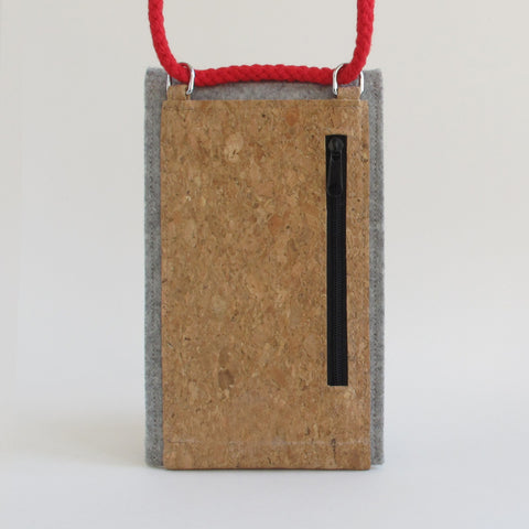 Sac bandoulière pour iPhone 14 Pro Max | en feutre et coton biologique | gris clair - coloré | Modèle KEDJA