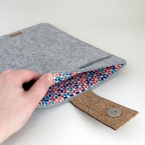 Coque pour Asus Vivobook | avec fermeture magnétique et compartiment supplémentaire  | gris clair - Coloré | Modèle "HAKA"