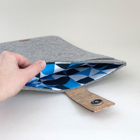 Étui pour Gigabyte Aero | avec fermeture magnétique et compartiment supplémentaire  | gris clair - formes | Modèle "HAKA"