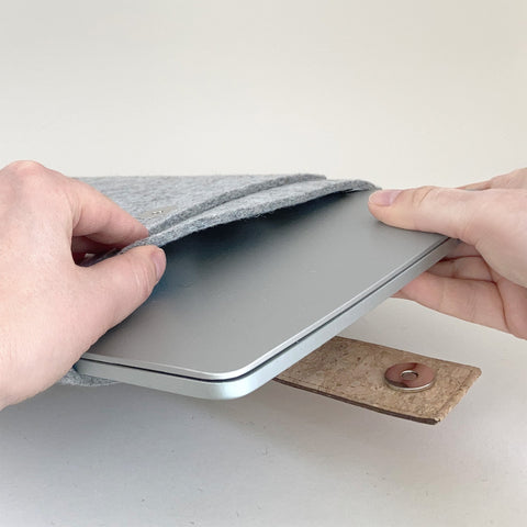 Cas pour Dell XPS | avec fermeture magnétique et compartiment supplémentaire  | gris clair - Coloré | Modèle "HAKA"