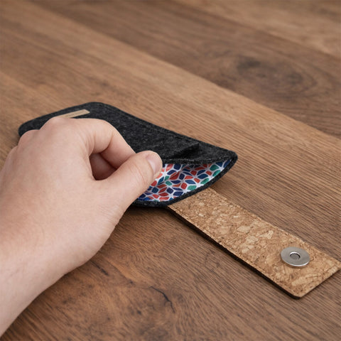 Coque de téléphone sur mesure | avec fermeture magnétique et compartiment supplémentaire | anthracite - Coloré | Modèle HAKA