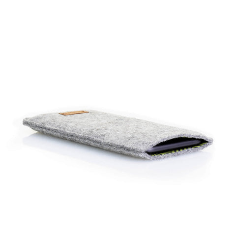 Handytasche für Samsung Galaxy A16 | aus Filz und Bio-Baumwolle | hellgrau - stripes | Modell "LET"