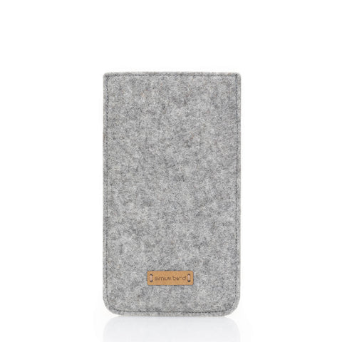 Handytasche für Samsung Galaxy A16 | aus Filz und Bio-Baumwolle | hellgrau - stripes | Modell "LET"