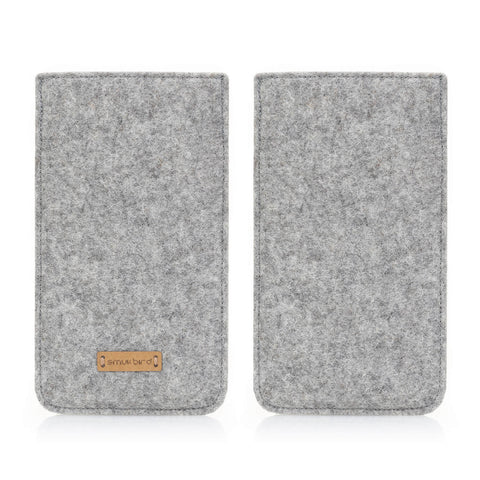 Handytasche für Samsung Galaxy A16 | aus Filz und Bio-Baumwolle | hellgrau - stripes | Modell "LET"