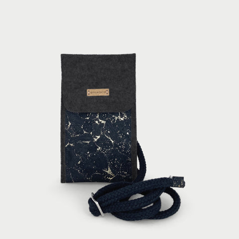 Sac bandoulière pour iPhone 11 | en feutre et coton bio | anthracite - noir | modèle KEDJA deluxe