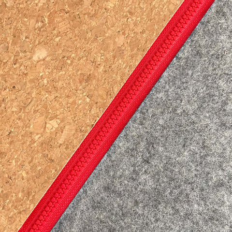 Sac d'accessoires pour câbles, etc. | en feutre et liège | gris clair-rouge