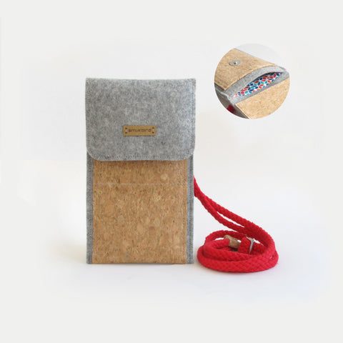 Sac bandoulière pour Fairphone 3 | en feutre et coton biologique | gris clair - coloré | Modèle KEDJA