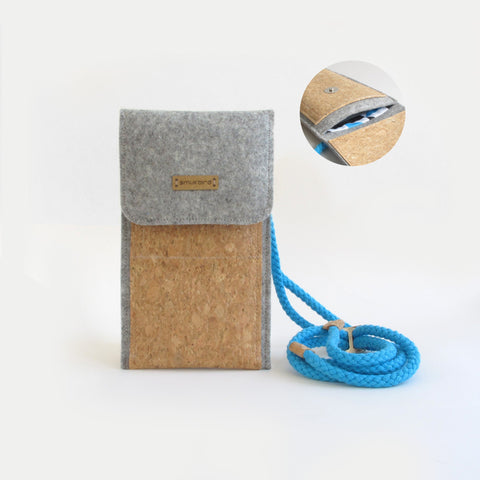 Sac bandoulière pour Samsung Galaxy S10 Plus | en feutre et coton biologique | gris clair - formes | Modèle KEDJA