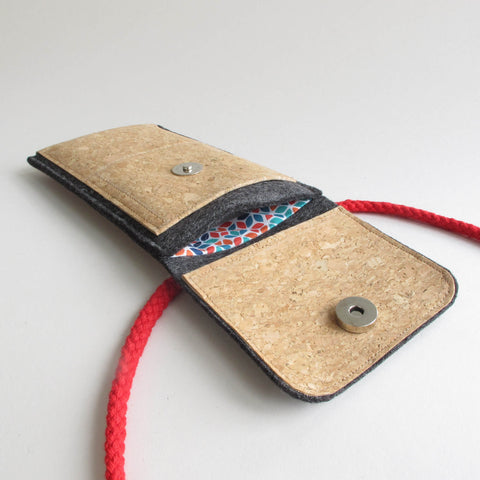 Sac bandoulière pour iPhone 13 | en feutre et coton biologique | anthracite - coloré | Modèle KEDJA