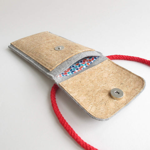 Sac bandoulière pour Fairphone 3 | en feutre et coton biologique | gris clair - coloré | Modèle KEDJA