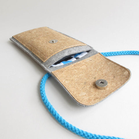Sac bandoulière pour Samsung Galaxy S10 Plus | en feutre et coton biologique | gris clair - formes | Modèle KEDJA