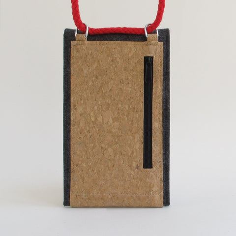 Sac bandoulière pour Fairphone 3 | en feutre et coton biologique | anthracite - coloré | Modèle KEDJA