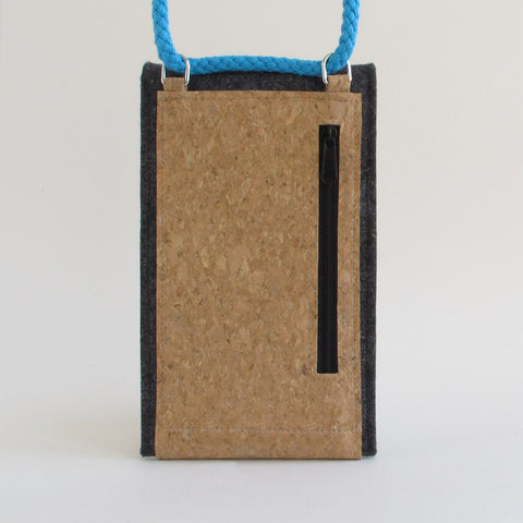 Sac bandoulière pour iPhone 15 Plus | en feutre et coton biologique | anthracite - formes | Modèle KEDJA