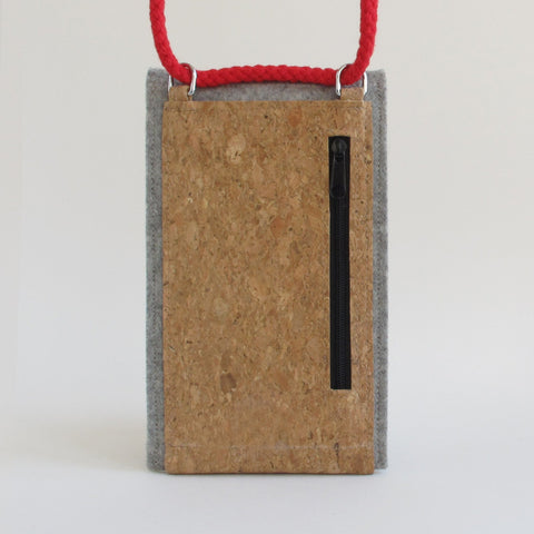 Sac bandoulière pour Fairphone 3 | en feutre et coton biologique | gris clair - coloré | Modèle KEDJA