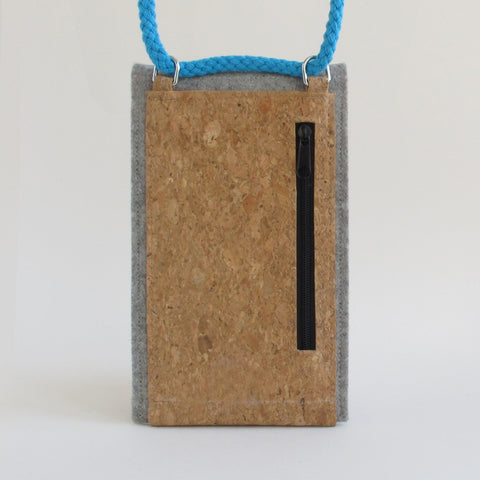 Sac bandoulière pour Samsung Galaxy S10 Plus | en feutre et coton biologique | gris clair - formes | Modèle KEDJA