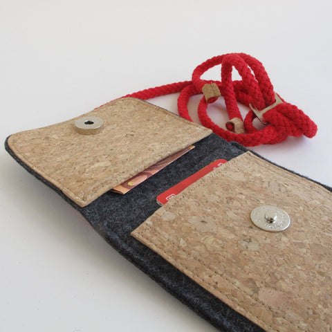 Sac bandoulière pour Fairphone 3 | en feutre et coton biologique | anthracite - coloré | Modèle KEDJA