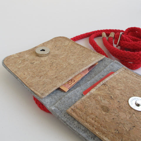 Sac bandoulière pour Fairphone 3 | en feutre et coton biologique | gris clair - coloré | Modèle KEDJA