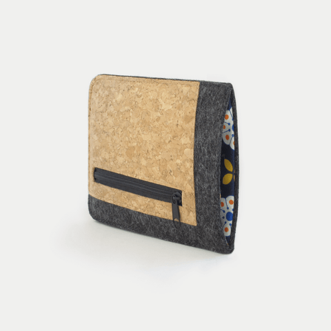 Housse de téléphone avec compartiment pour cartes pour iPhone 13 mini | anthracite - floraison | Modèle "ZIP"