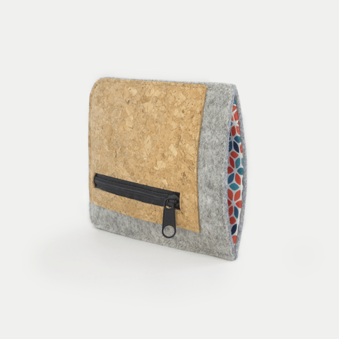 Housse de téléphone avec compartiment pour cartes pour iPhone 13 mini | gris clair - coloré | Modèle "ZIP"
