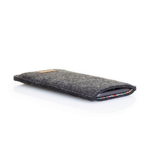 Housse de téléphone pour Xiaomi Redmi 10 | en feutre et coton biologique | anthracite - coloré | Modèle "LAISSER"