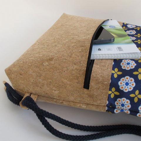 Sac de sport, sac à dos | en coton et liège | Floraison