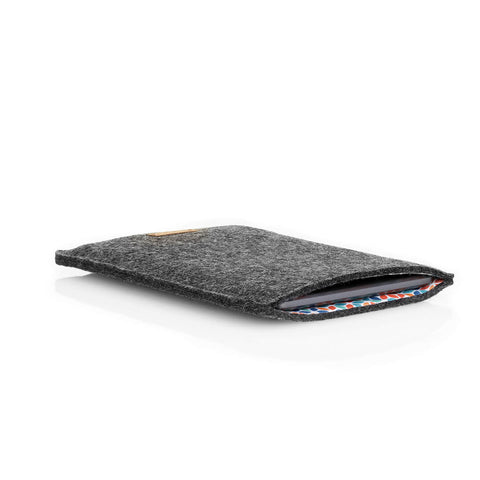 Housse pour Onyx Boox Poke 4 Lite | en feutre et coton biologique | anthracite - coloré | Modèle "LAISSER"