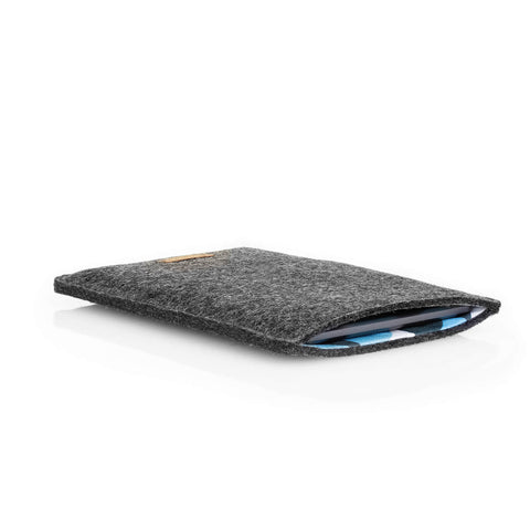 Étui pour Kindle Oasis 10 | en feutre et coton biologique | anthracite - formes | Modèle "LAISSER"