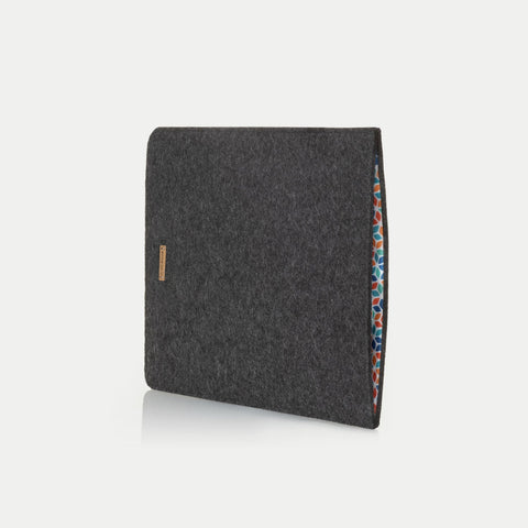 Housse ordinateur portable sur mesure | en feutre et coton biologique | anthracite - Coloré | Modèle "LAISSER"