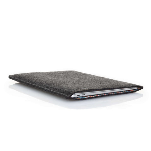 Housse ordinateur portable sur mesure | en feutre et coton biologique | anthracite - Coloré | Modèle "LAISSER"