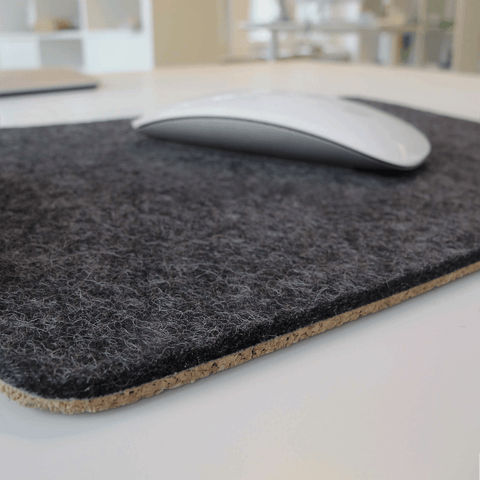 Tapis de souris en feutre et liège | 20x25cm | anthracite