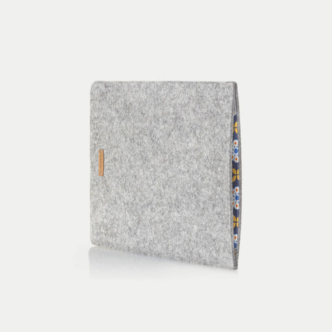 Housse pour Galaxy Tab Active 4 Pro | en feutre et coton biologique | gris clair - floraison | Modèle "LAISSER"