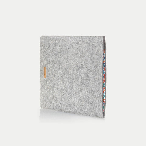 Housse pour iPad Pro 12,9" - 6e Gén | en feutre et coton biologique | gris clair - coloré | Modèle "LAISSER"