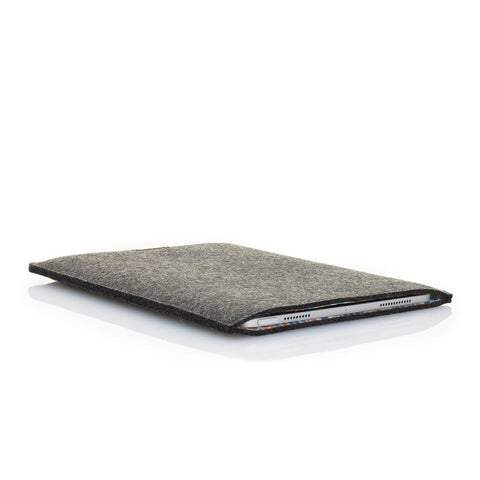 Housse pour iPad Pro 12,9" - 5e génération | en feutre et coton biologique | anthracite - coloré | Modèle "LAISSER"