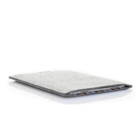 Housse pour Galaxy Tab Active 4 Pro | en feutre et coton biologique | gris clair - floraison | Modèle "LAISSER"