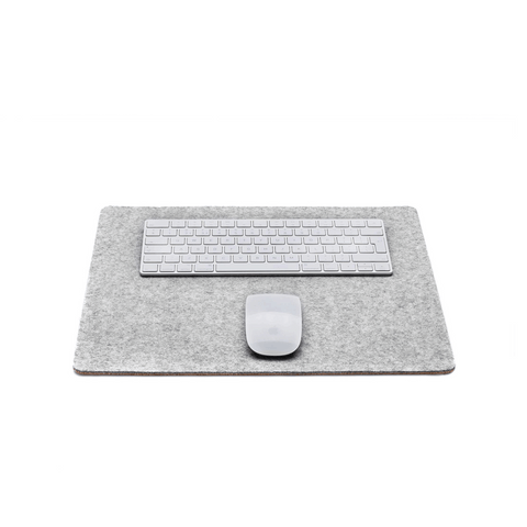 Tapis de bureau en feutre et liège | 38x34,5cm | gris clair
