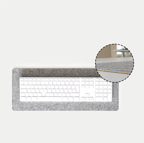 Tapis de bureau en feutre et liège | 20x50cm | gris clair