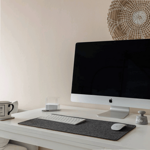 Tapis de bureau en feutre et liège | 30x60cm | anthracite